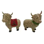 Transpac Resin Holiday Highland Cow