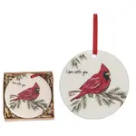 Transpac Ceramic Disc Ornament Cardinal Boxed