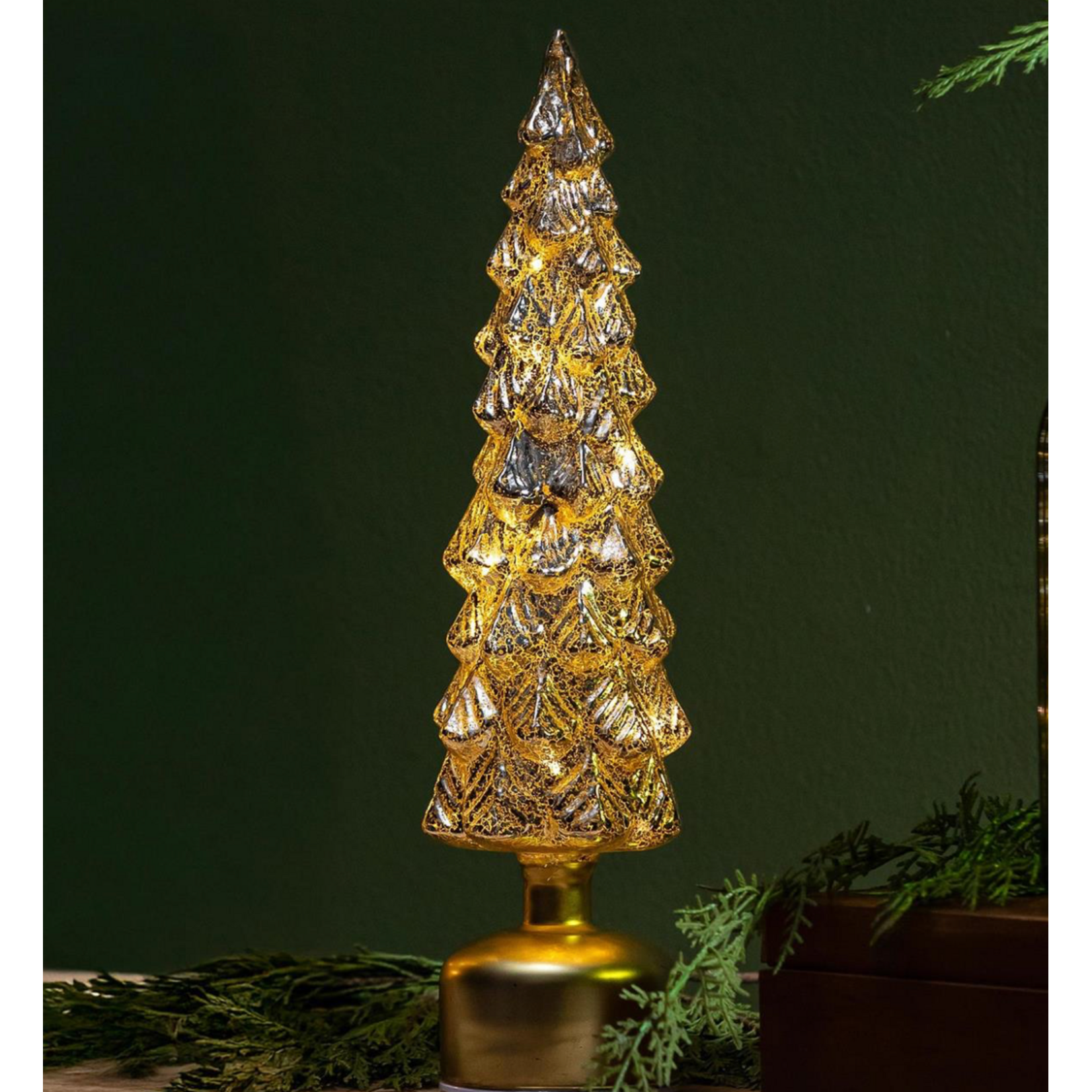 Shades of Emerald LED Table Decor Tree Shaped Rotating