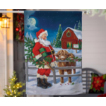 Santa & Highland Cow Suede House Flag