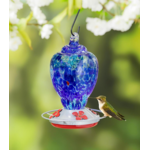 Blue Coastal Bird Feeder, Blue Speckled Art Glass
