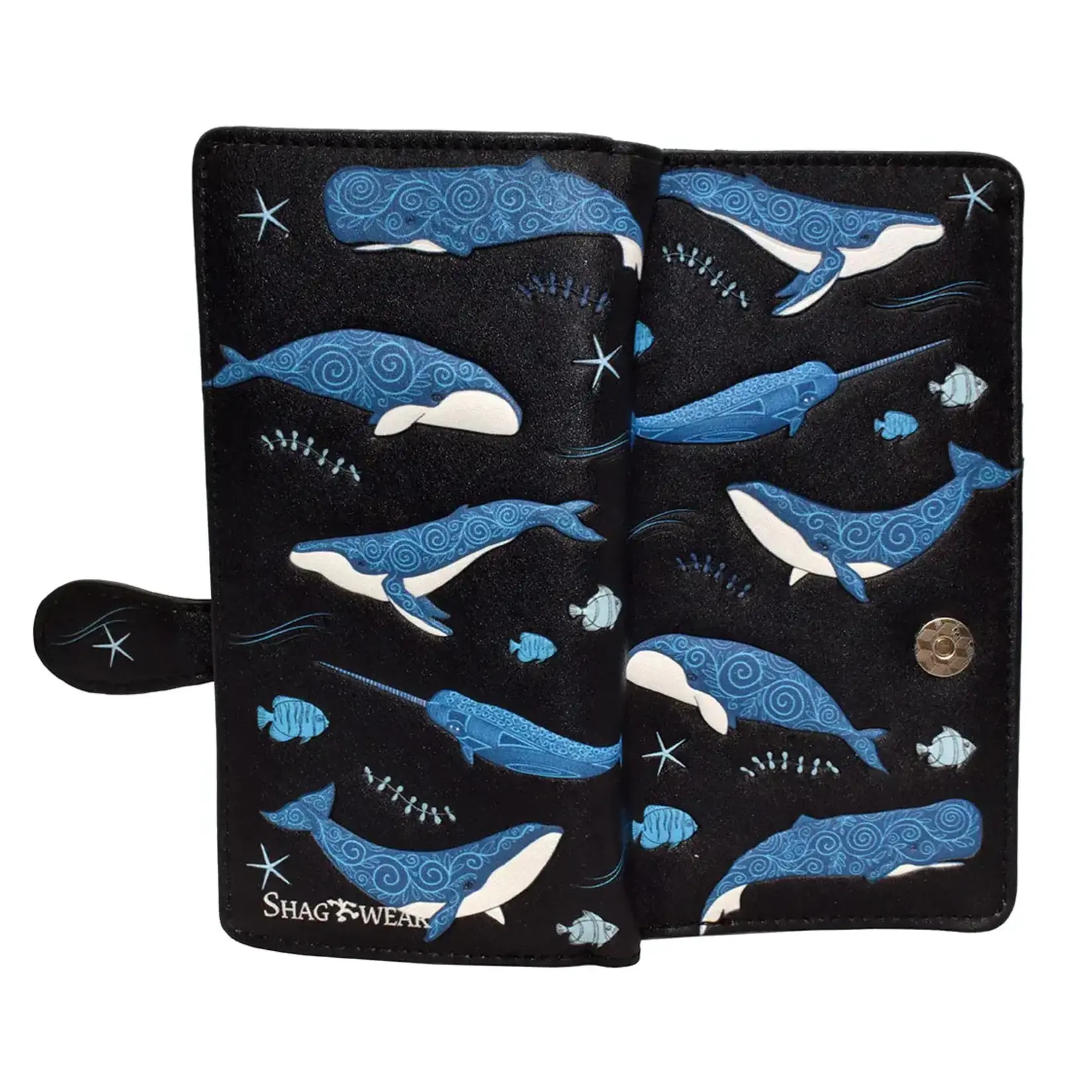 Shag Wear Whale School Small Wallet/Black/with Zipper