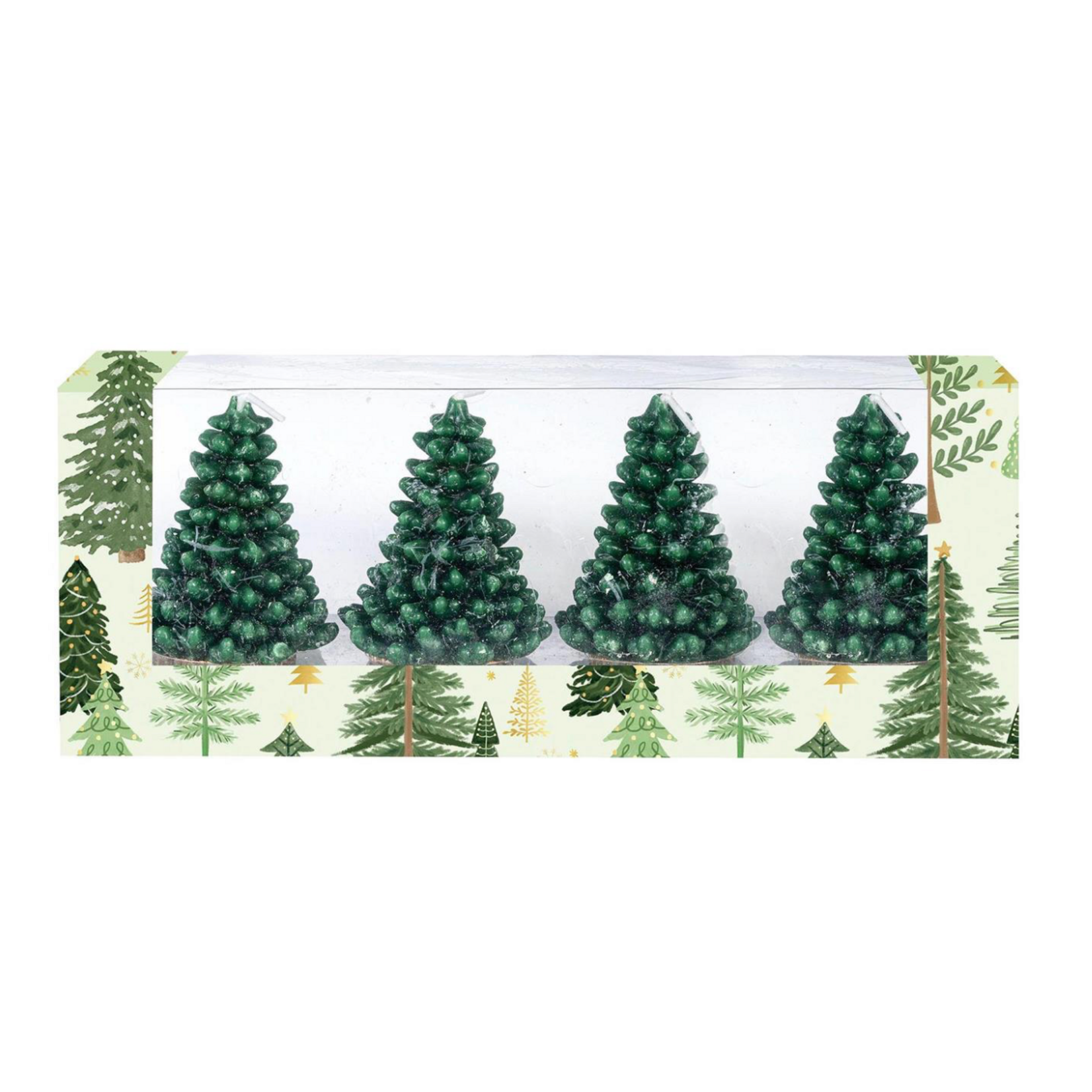 Shades of Green Tree Wax Candle Set of 4