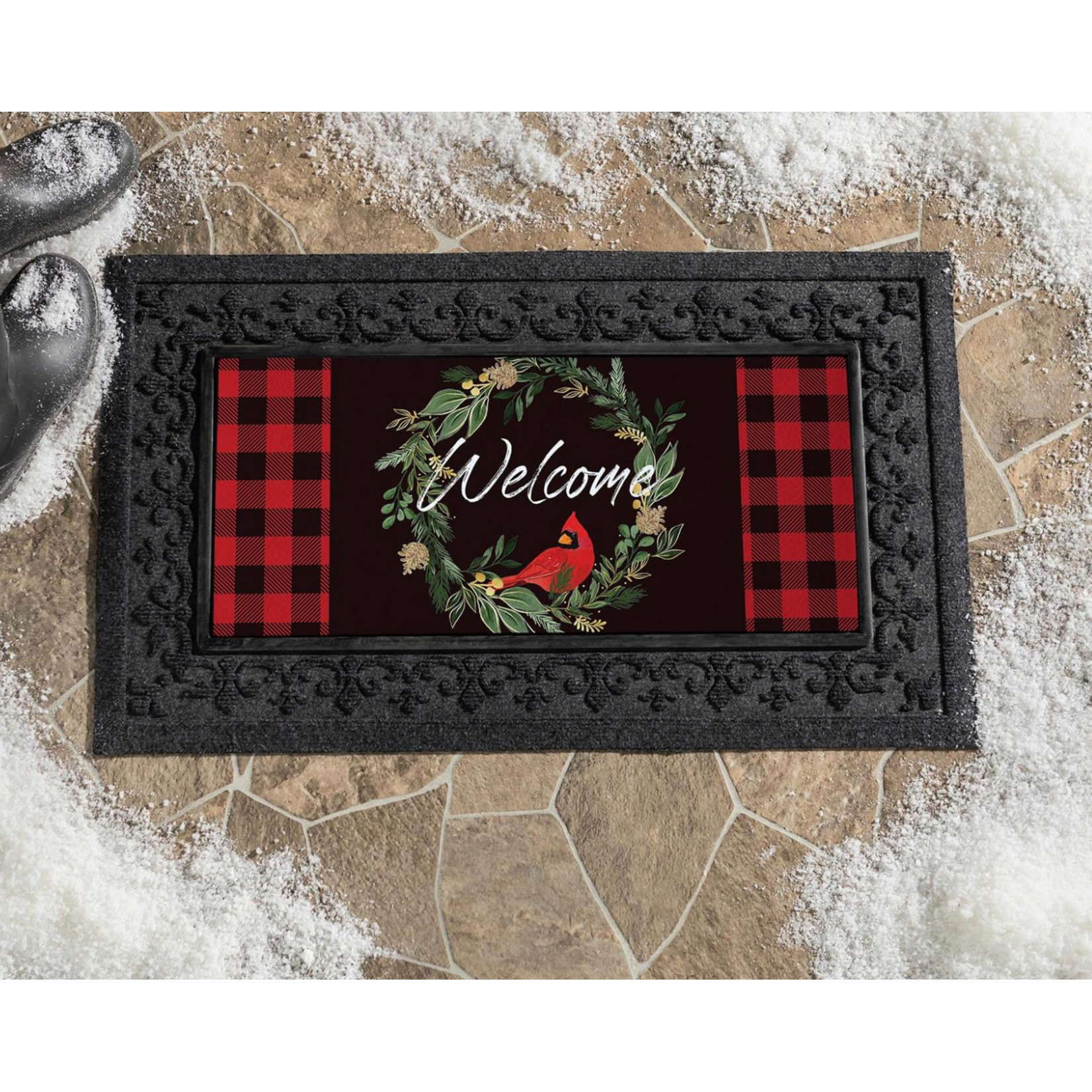Welcoming Cardinal Wreath Sassafras Switch Mat