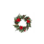 Holiday Poinsettia Wreath Artificial with Ornament