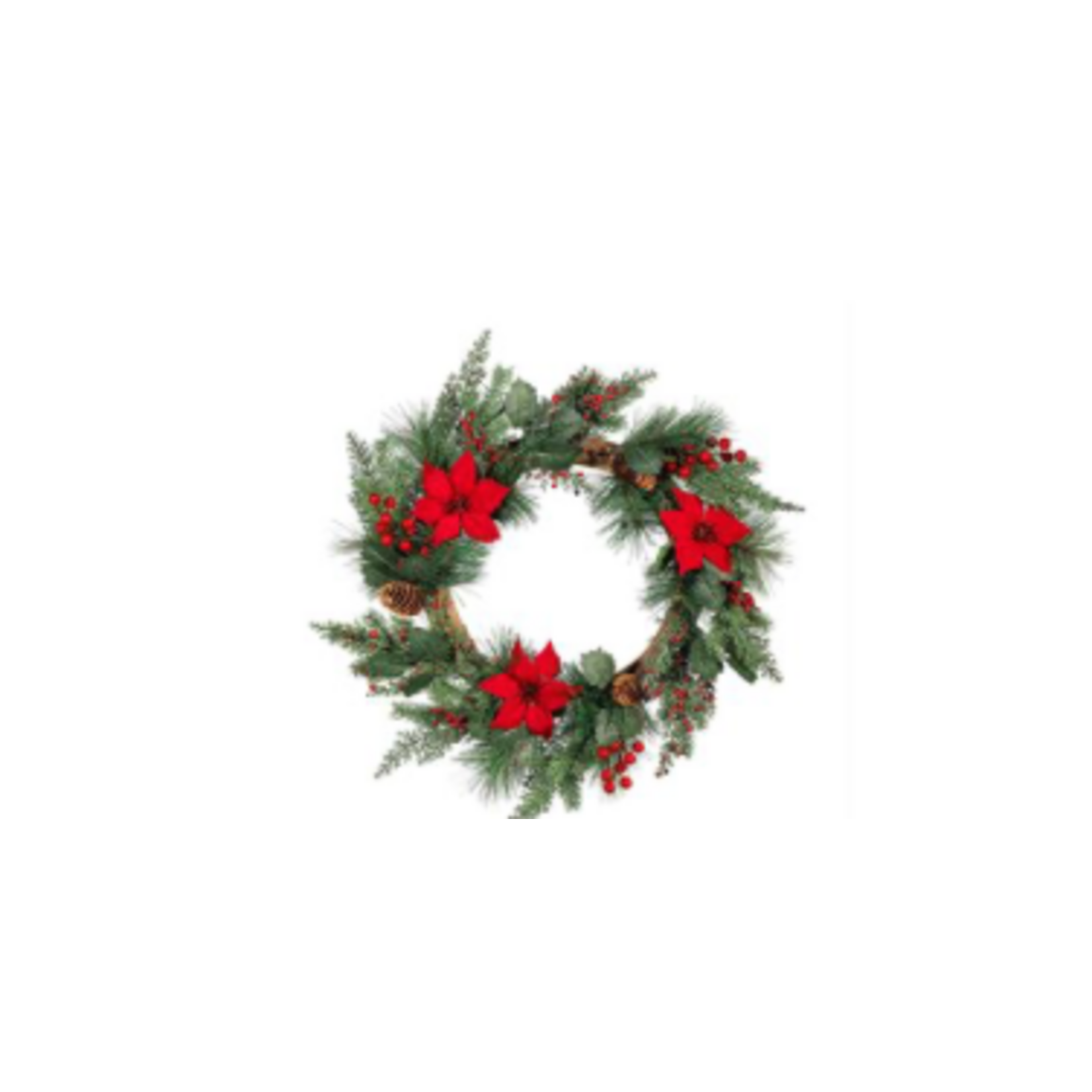 Holiday Poinsettia Wreath Artificial with Ornament