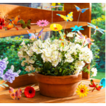 Pollinator Garden Stake Metal Butterfly, Dragonfly & Florals Plant Pick