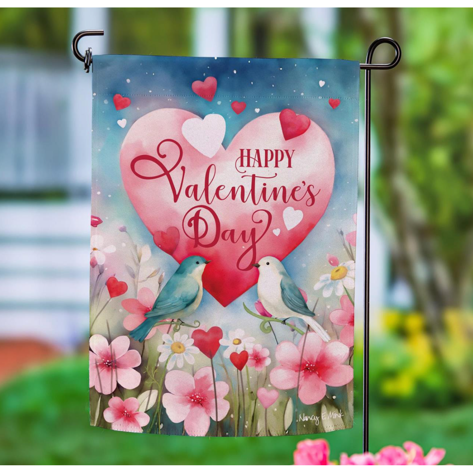 Lovebirds Suede Garden Flag