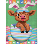 N/A Winky the Easter Highland Cow Burlap Garden Flag