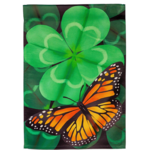 Butterfly Clover Suede Garden Flag