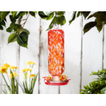 Bird Feeder, Art Glass Hanging Hummingbird Feeder, Red & White