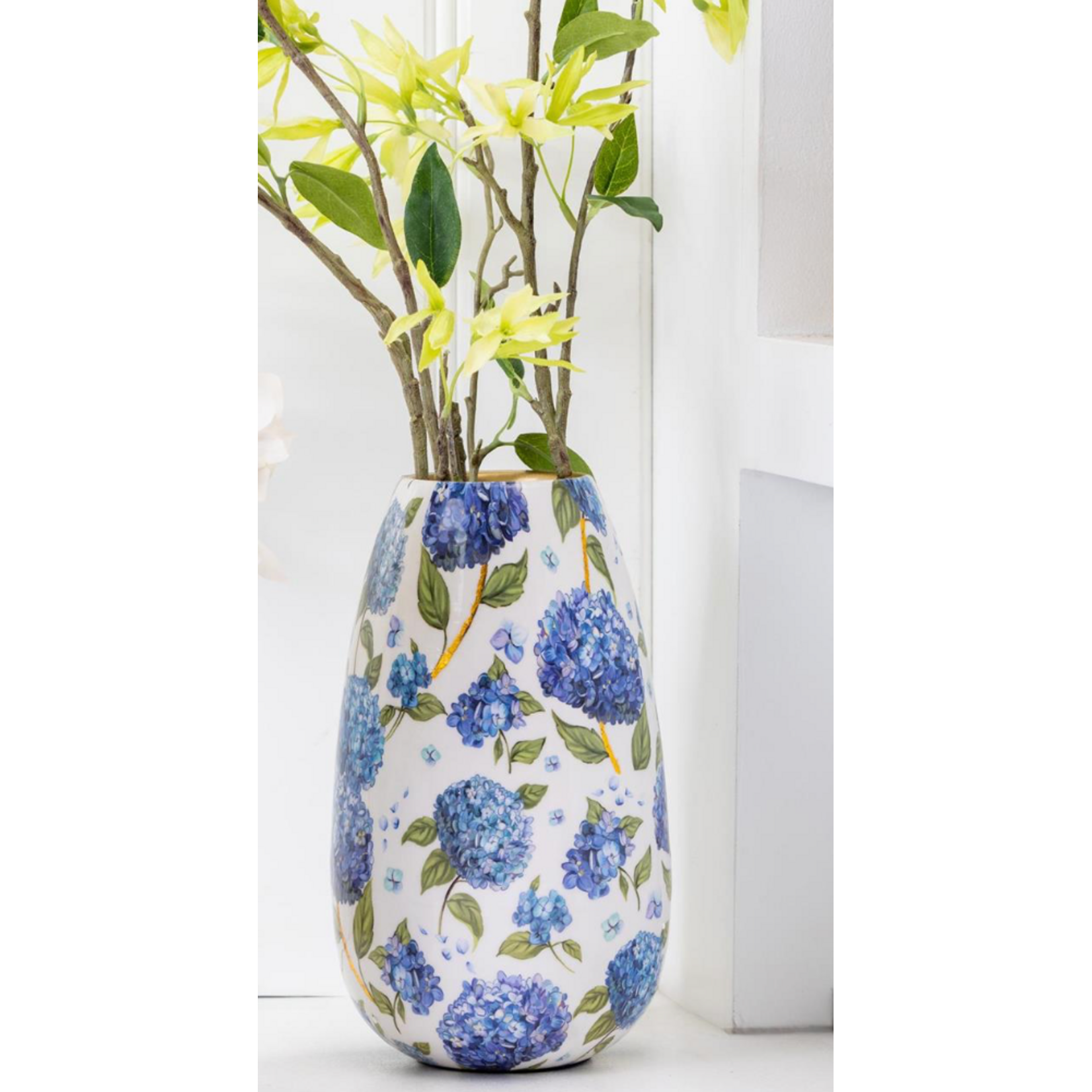 Hydrangea Metal Vase 10" H