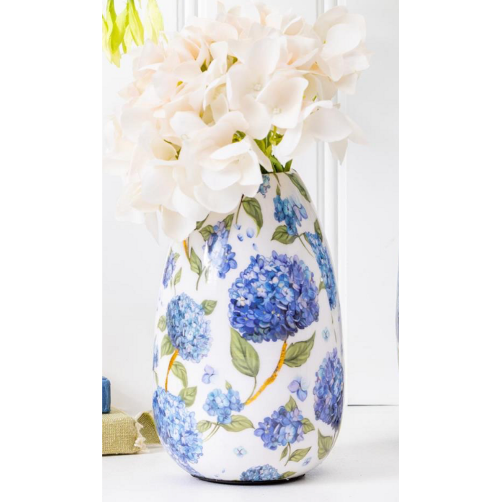 Hydrangea Metal Vase 8"H