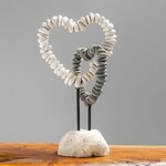 Beach Pebble Double Heart Black & White