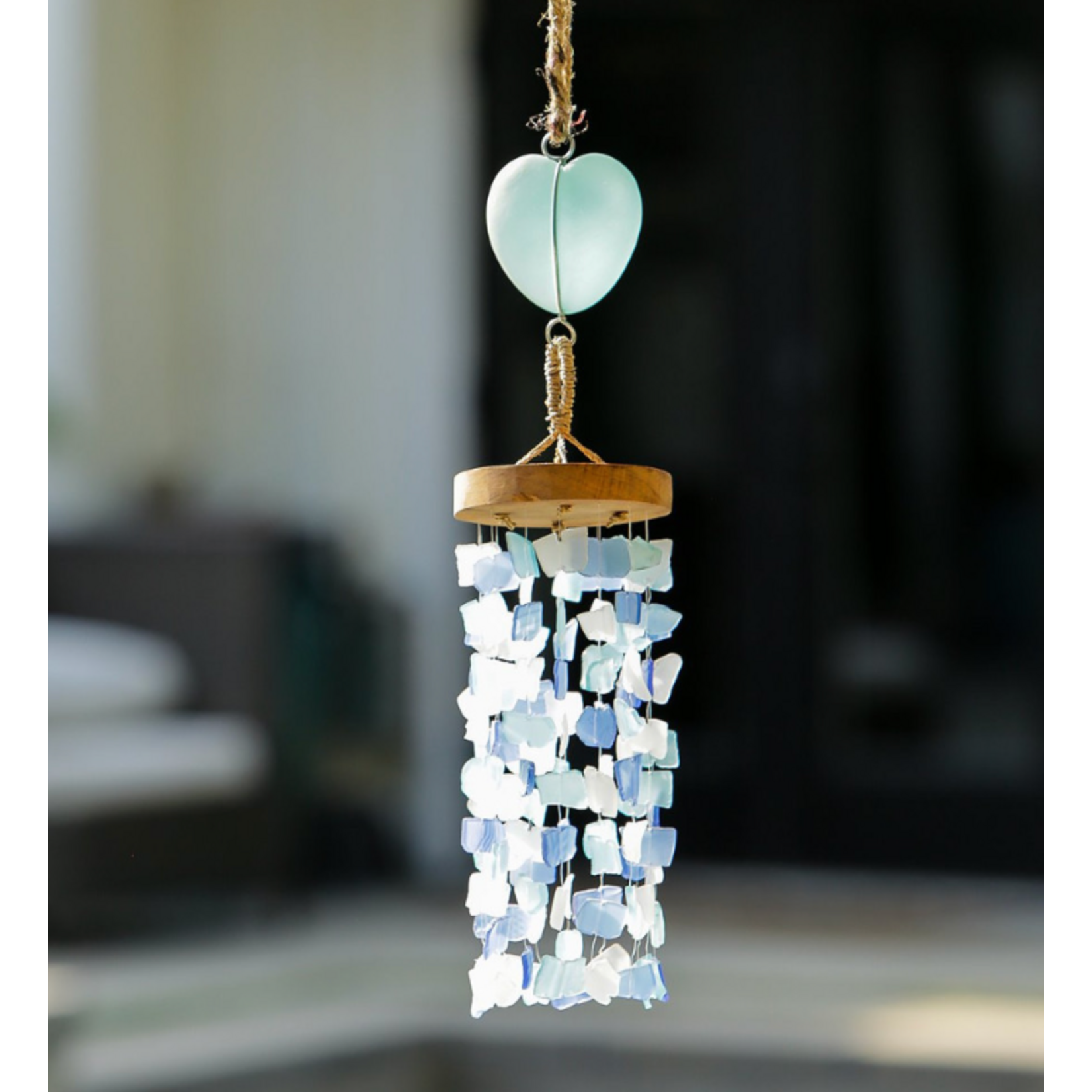 Garden Age Supply Recycled Glass Heart Mobile