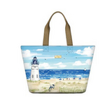 Oeelinn Beach Lighthouse Tote Bag