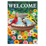 Bright Birdbath Garden Flag
