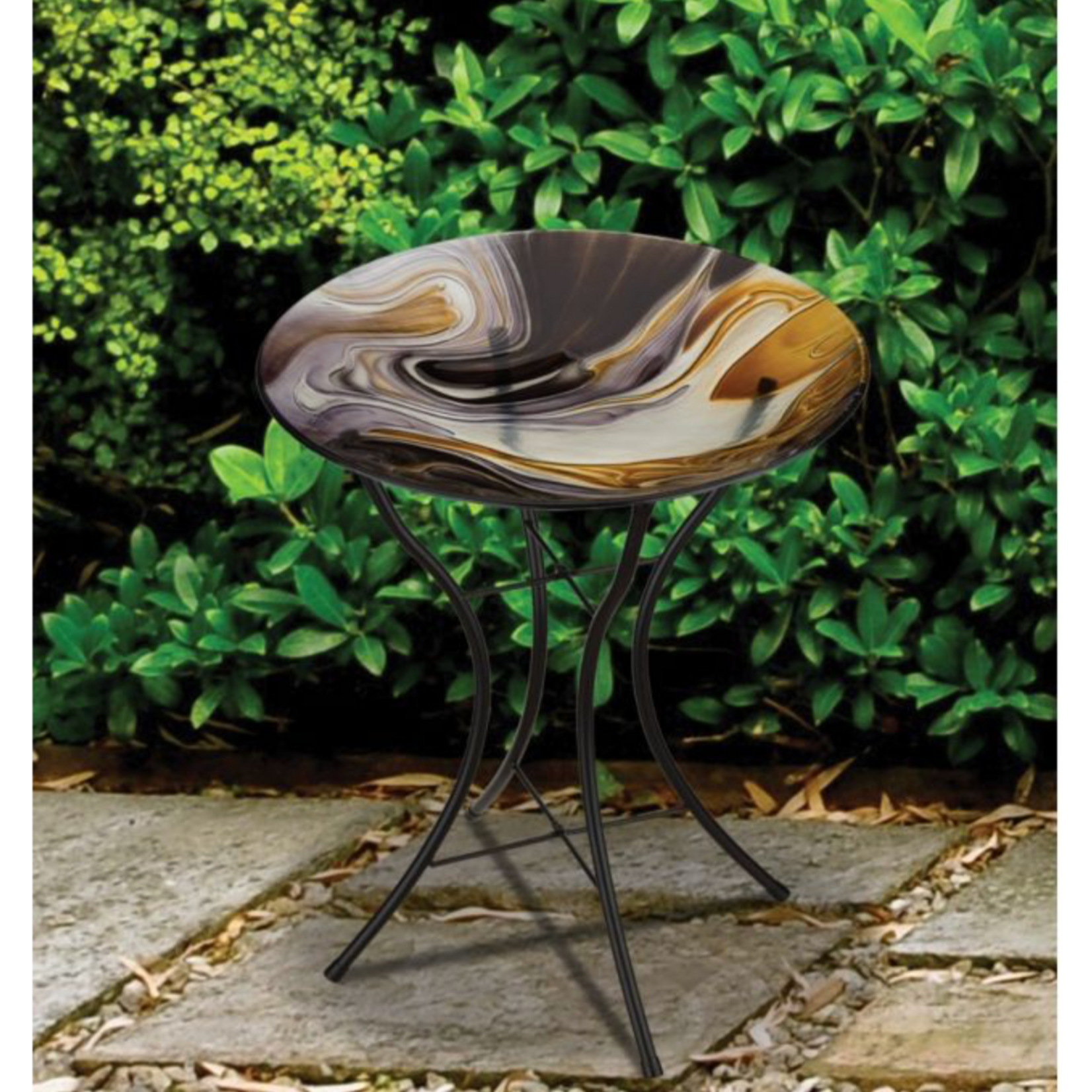 Regal Art & Gift 18" Birdbath w/Stand - Swirl Black