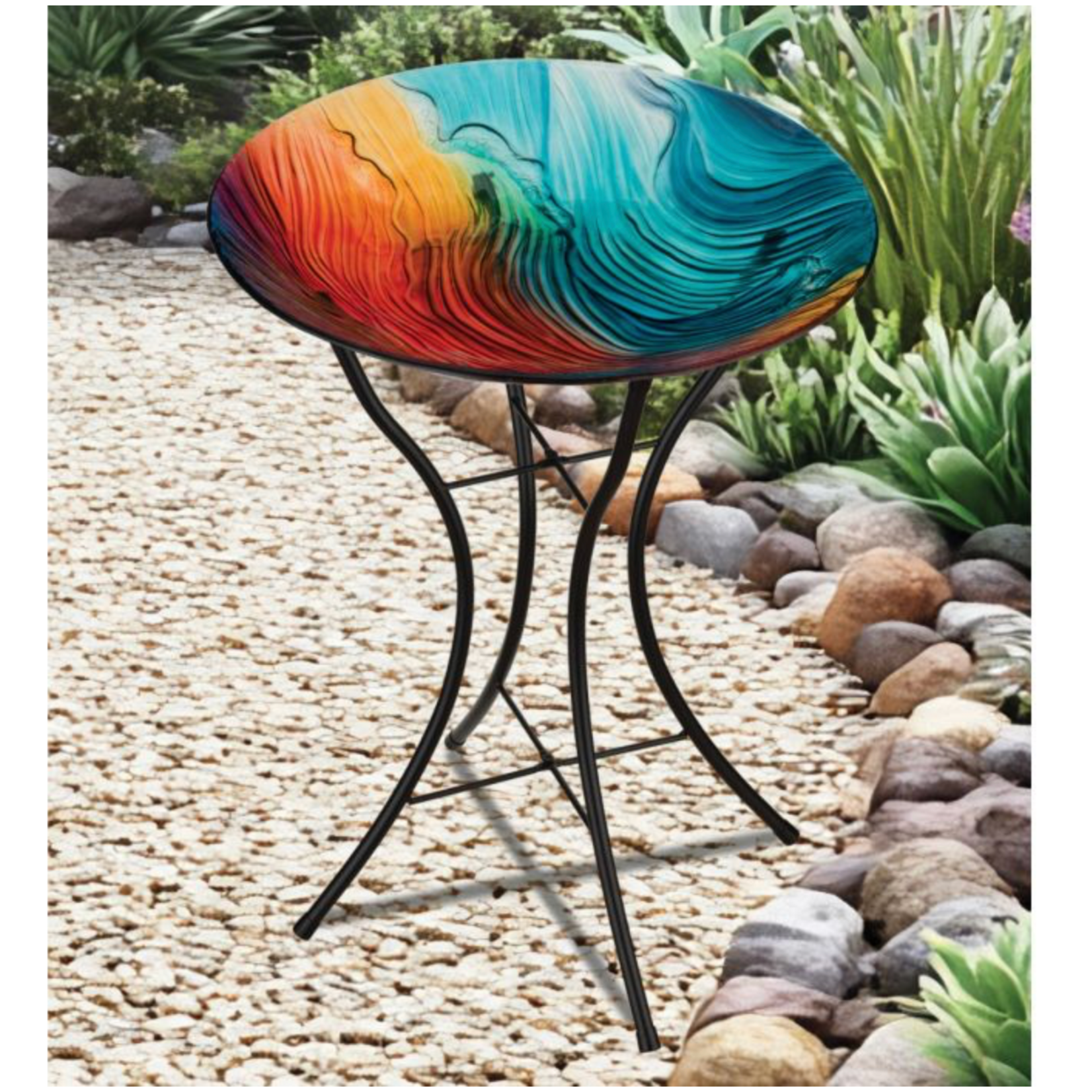 Regal Art & Gift 18" Birdbath w/Stand - Swirl Multi