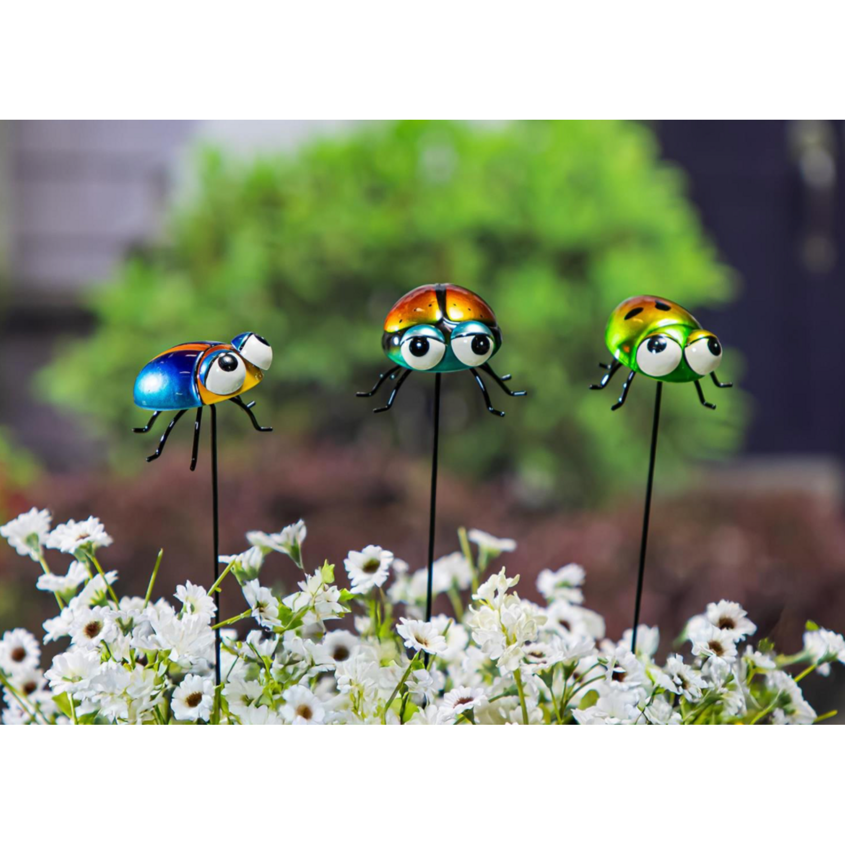 Metal Ladybug Plant Pick