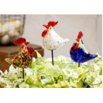 Rooster Glass Plant Pick