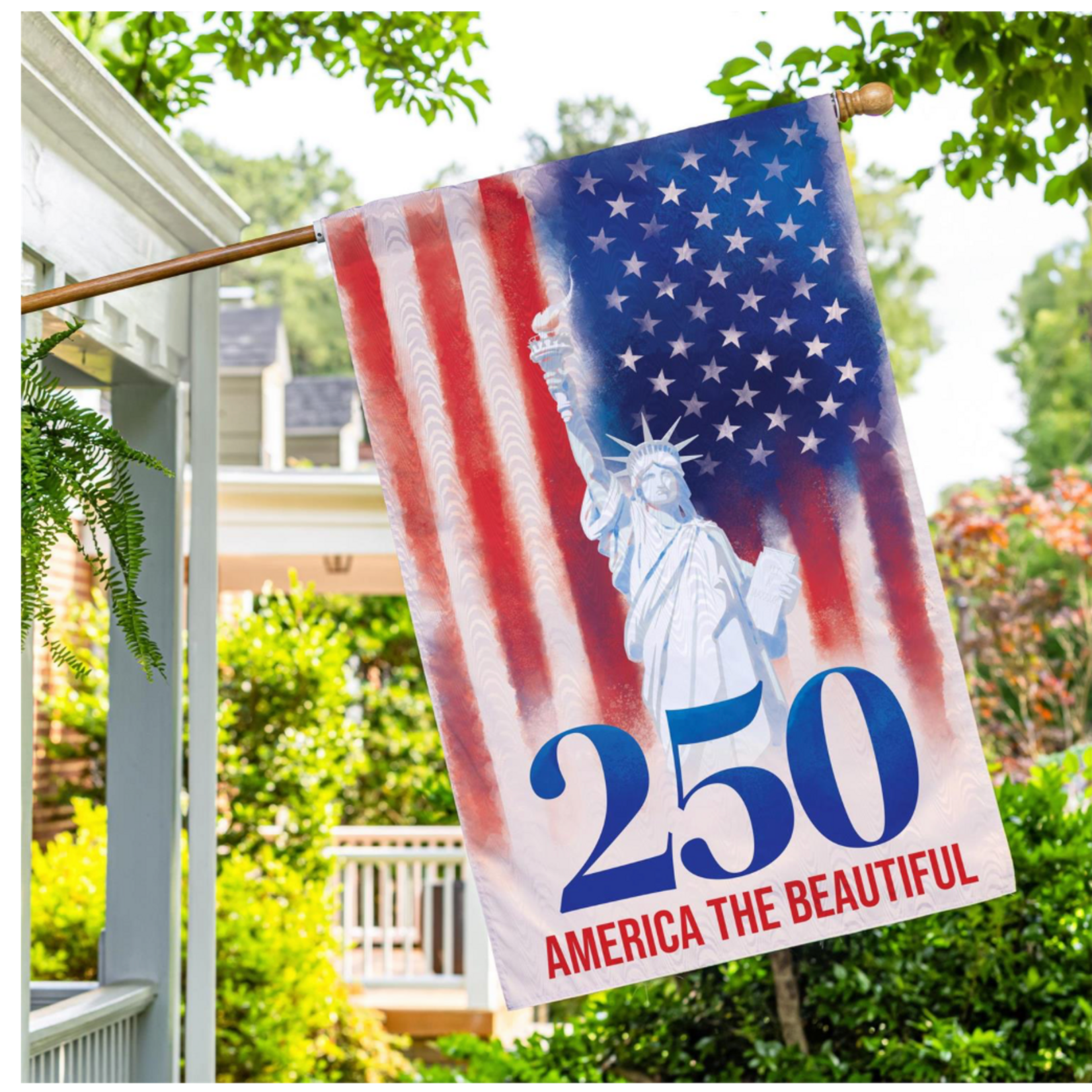 250th Anniversary America The Beautiful Moire House Flag