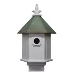 Small Hexagonal Bird House w/Verdi Copper Roof (Single Hole)