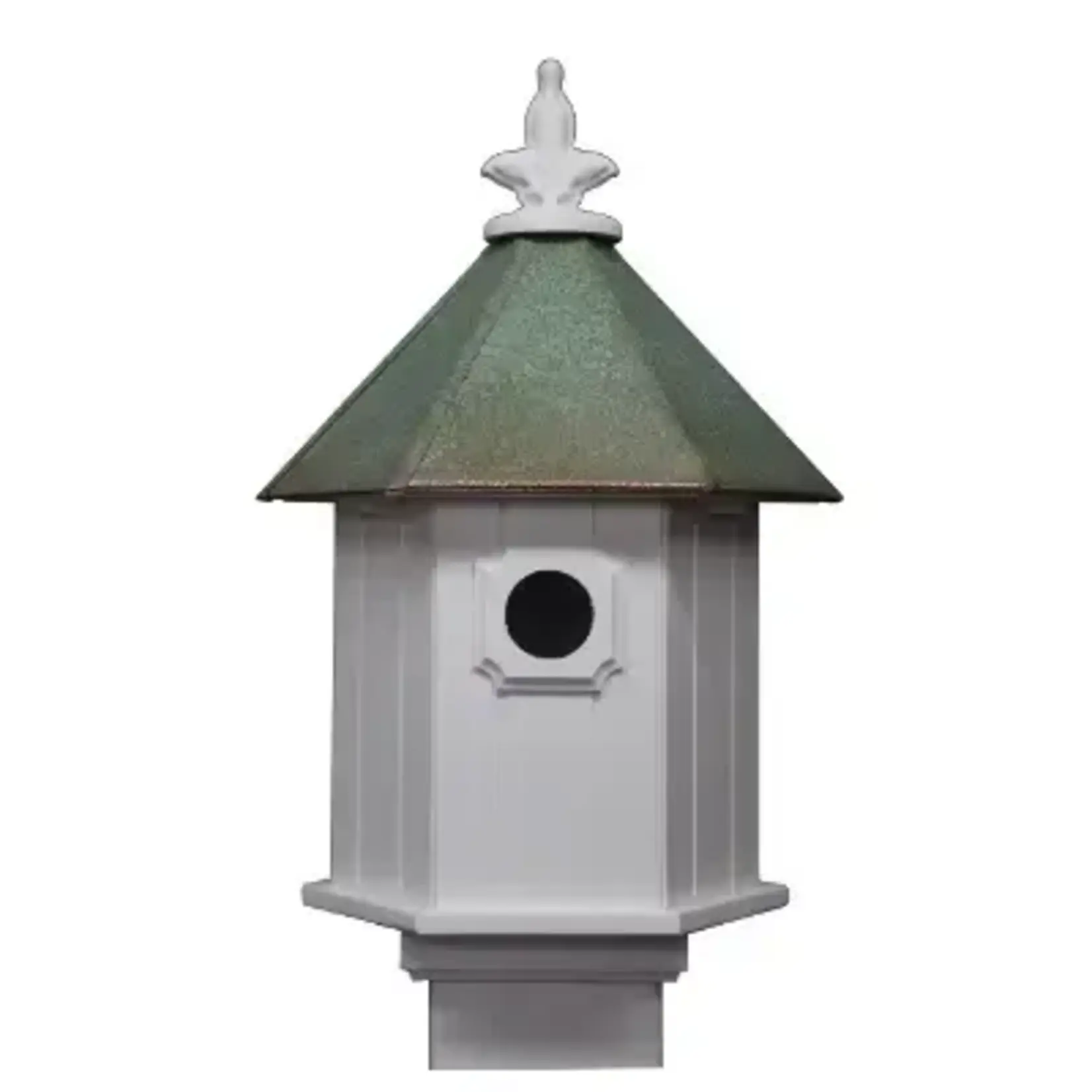 Small Hexagonal Bird House w/Verdi Copper Roof (Single Hole)