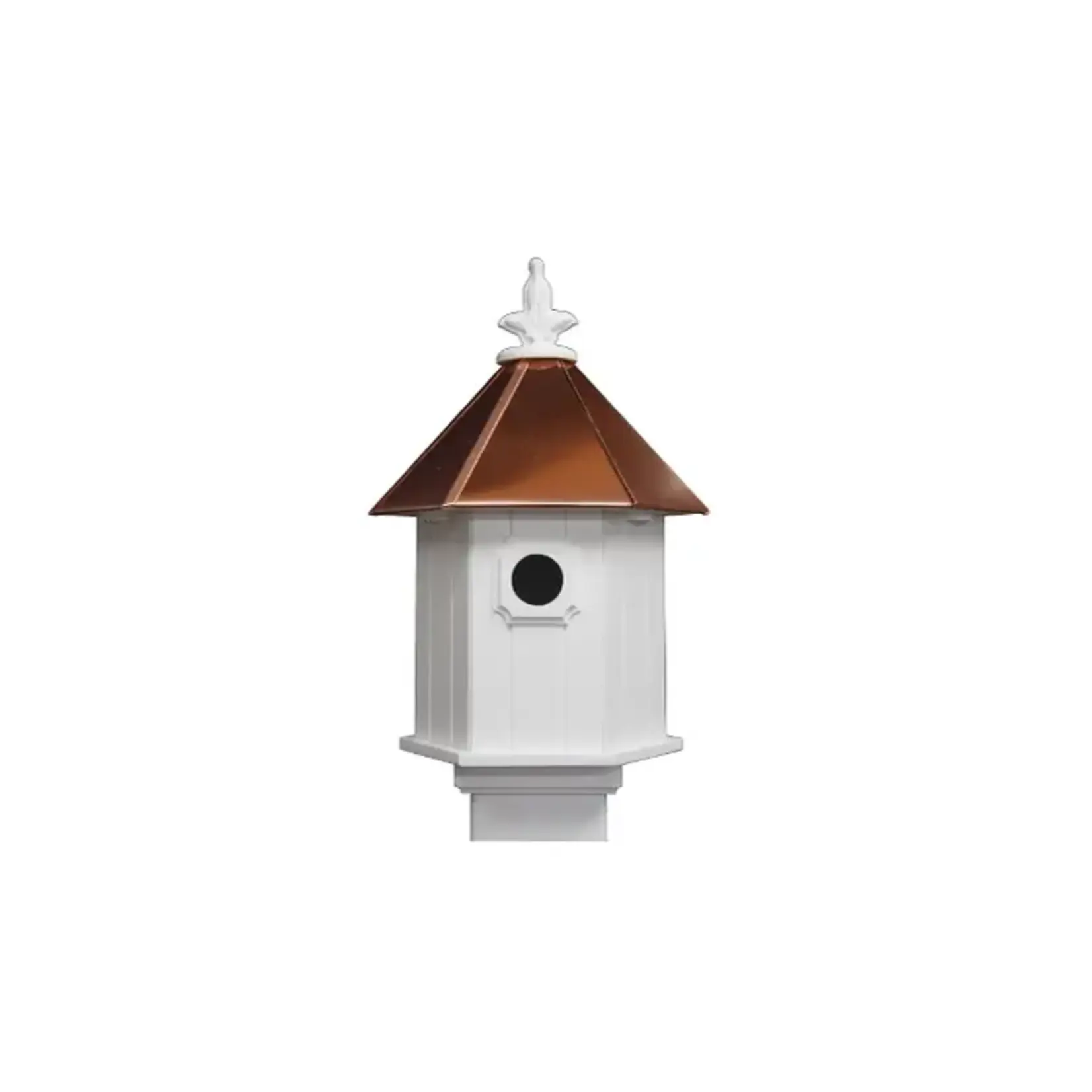 Small Hexagonal Bird House w/Copper Roof (Single Hole)