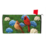 Cardinal Couple Among Hydrangea Mailbox Cover