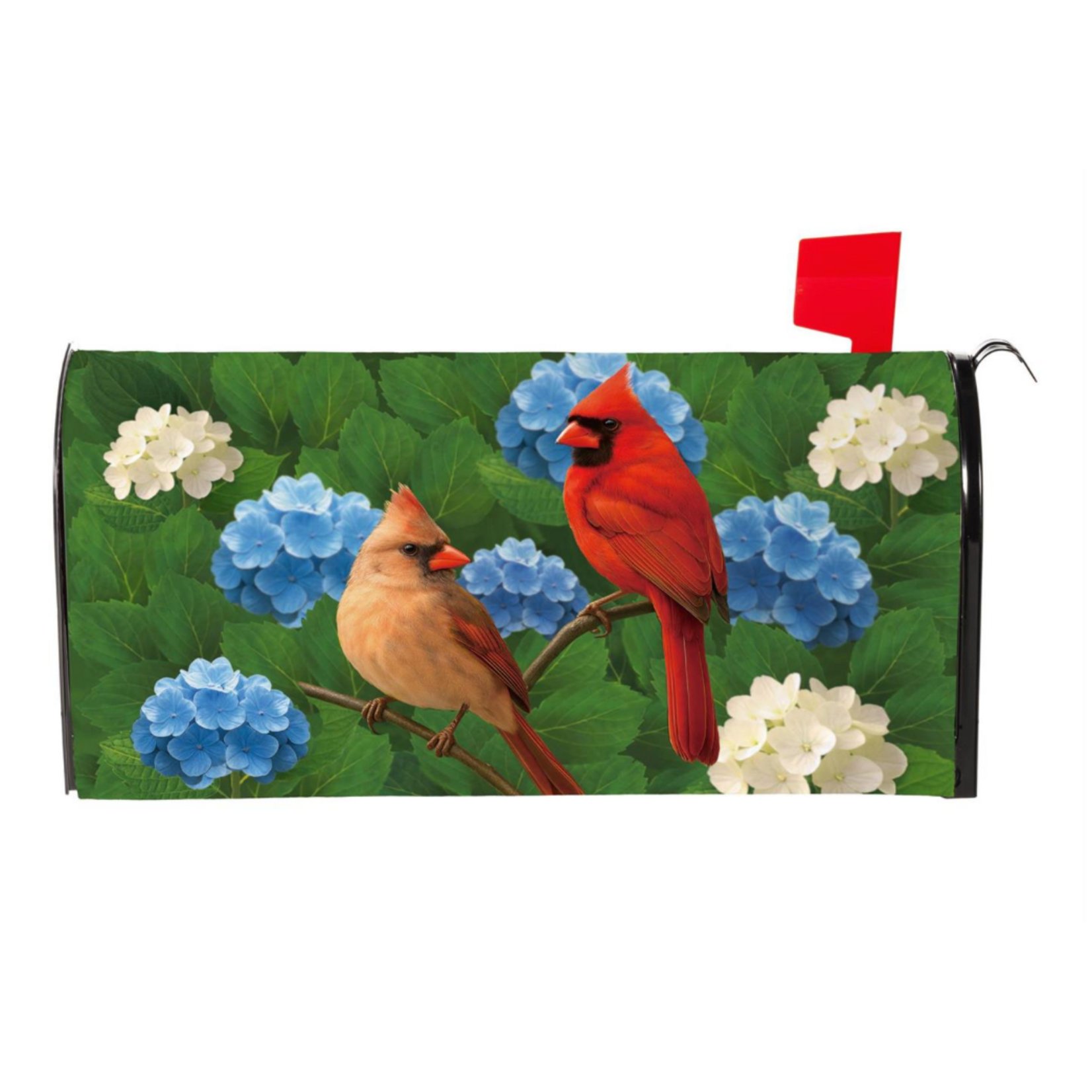 Cardinal Couple Among Hydrangea Mailbox Cover