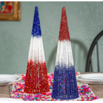 Patriotic Glitter Conical Shaped Metal Table Décor