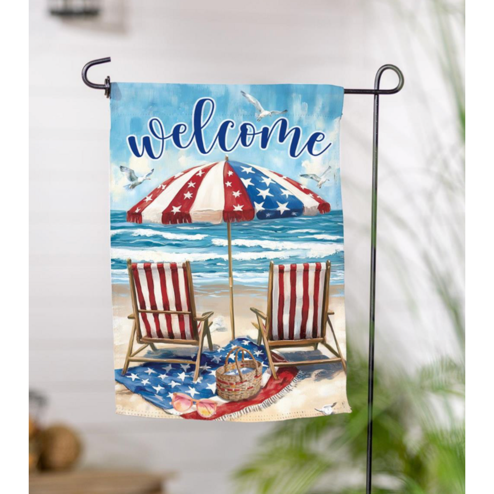 Patriotic  Paradise Suede Garden Flag