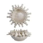 Creative Co-op Decorative Stoneware Bowl/Planter with 3D Birds on Rim, White