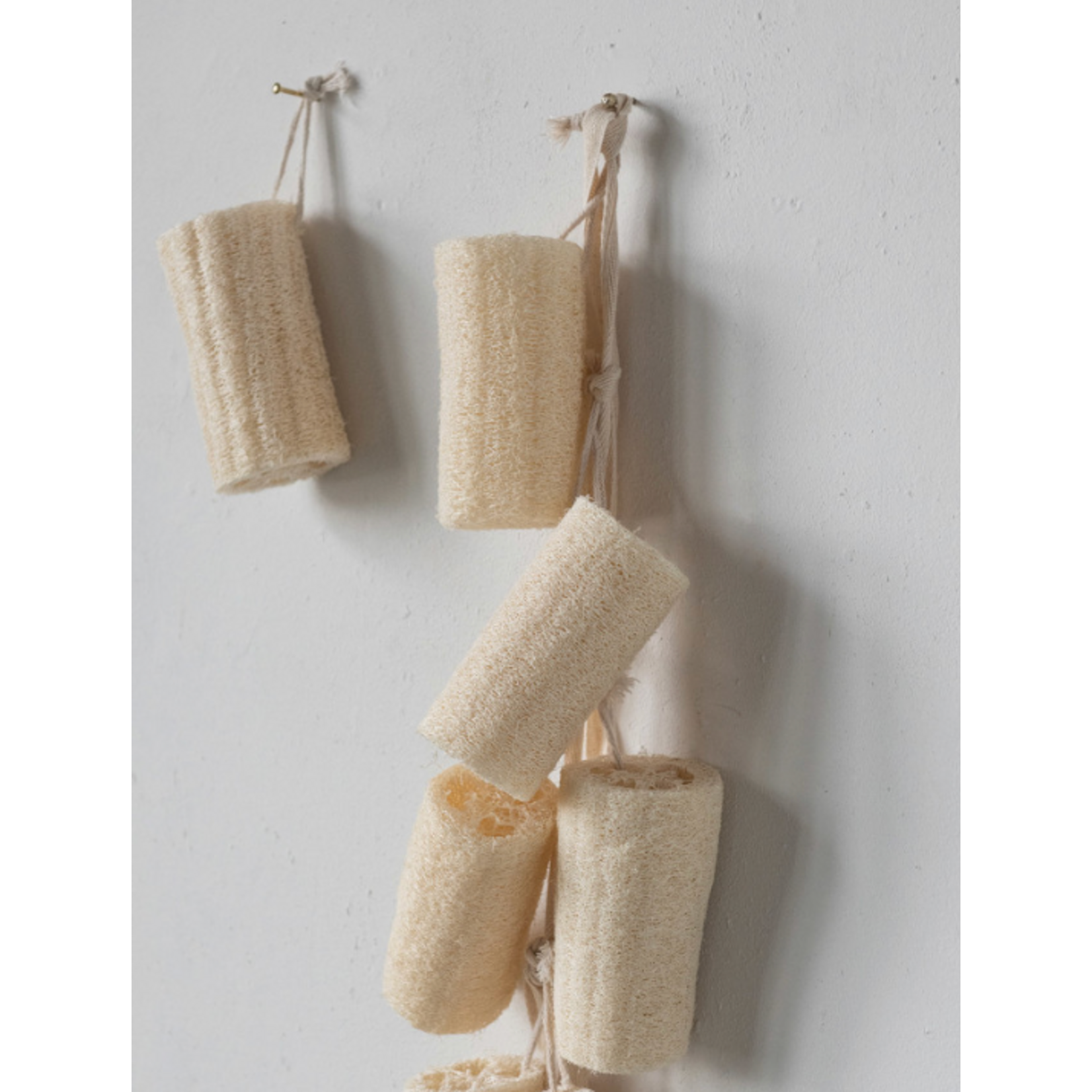 Creative Co-op Loofa Brush with Cotton Rope Hanger, Natural