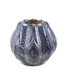 Creative Co-op Embossed Stoneware Planter/Vase, Reactive Glaze, Blue (Each One Will Vary)