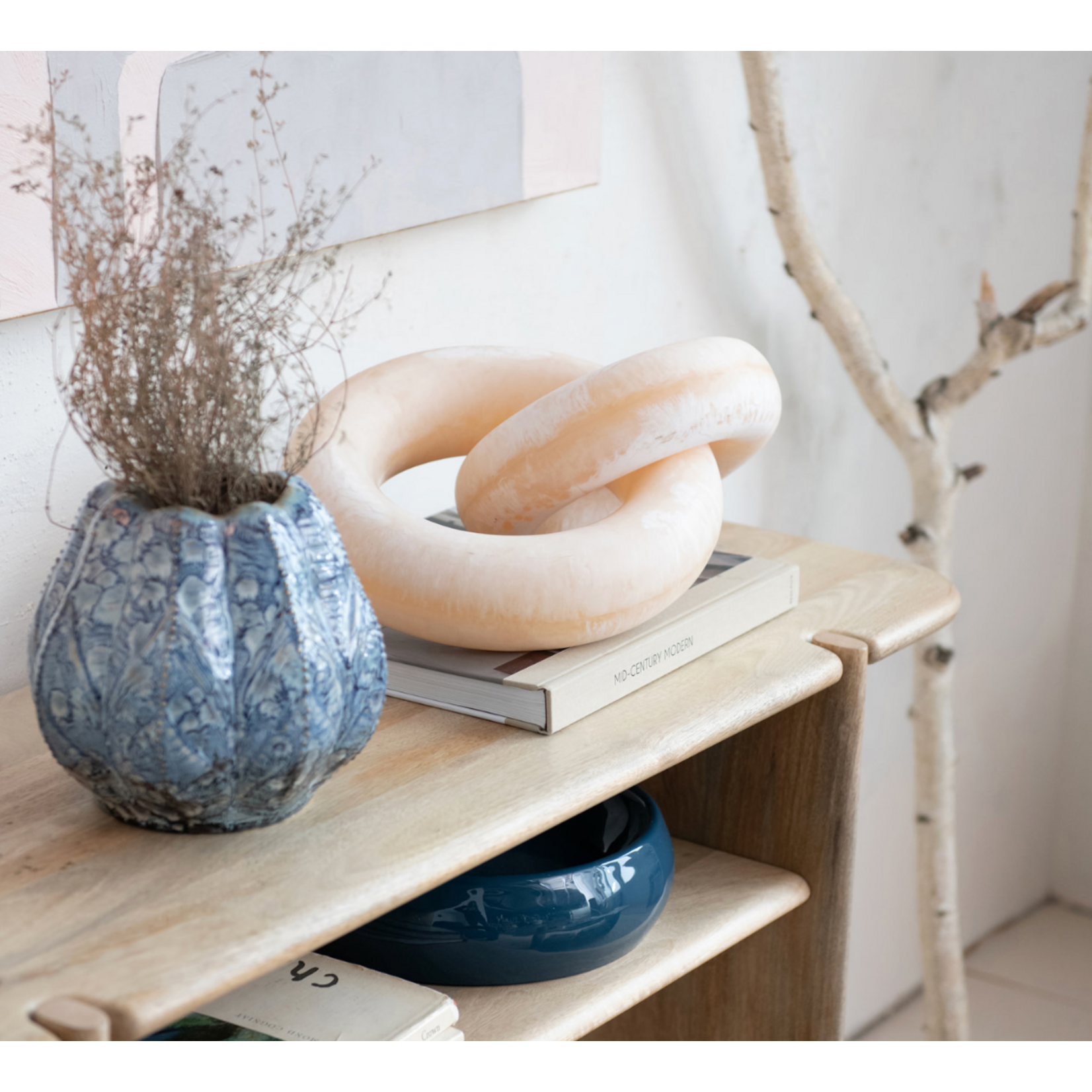 Creative Co-op Embossed Stoneware Planter/Vase, Reactive Glaze, Blue (Each One Will Vary)