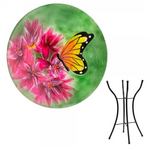 Monarch on Milkweed Birdbath with Stand