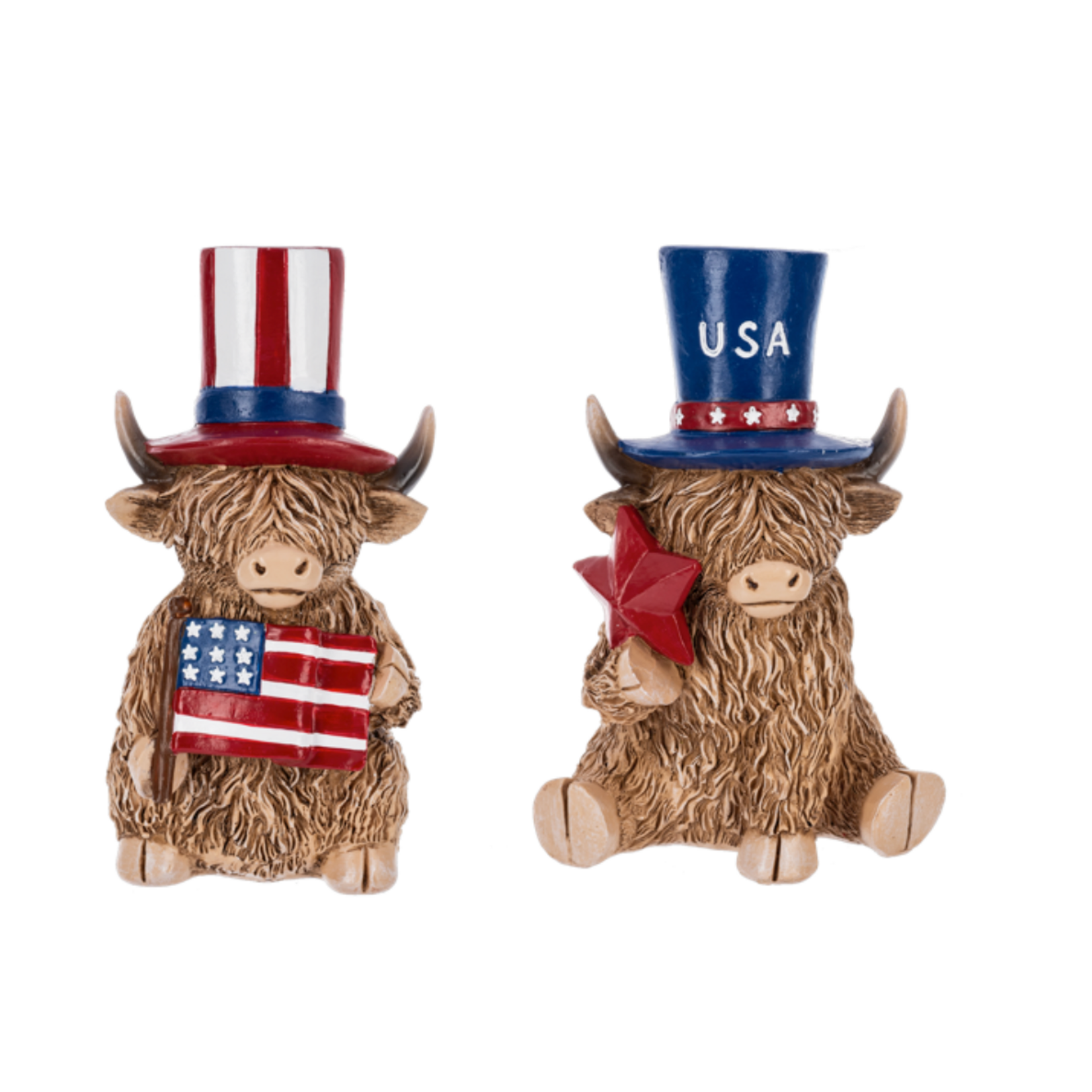 Ganz Patriotic Highland Cow Figurines