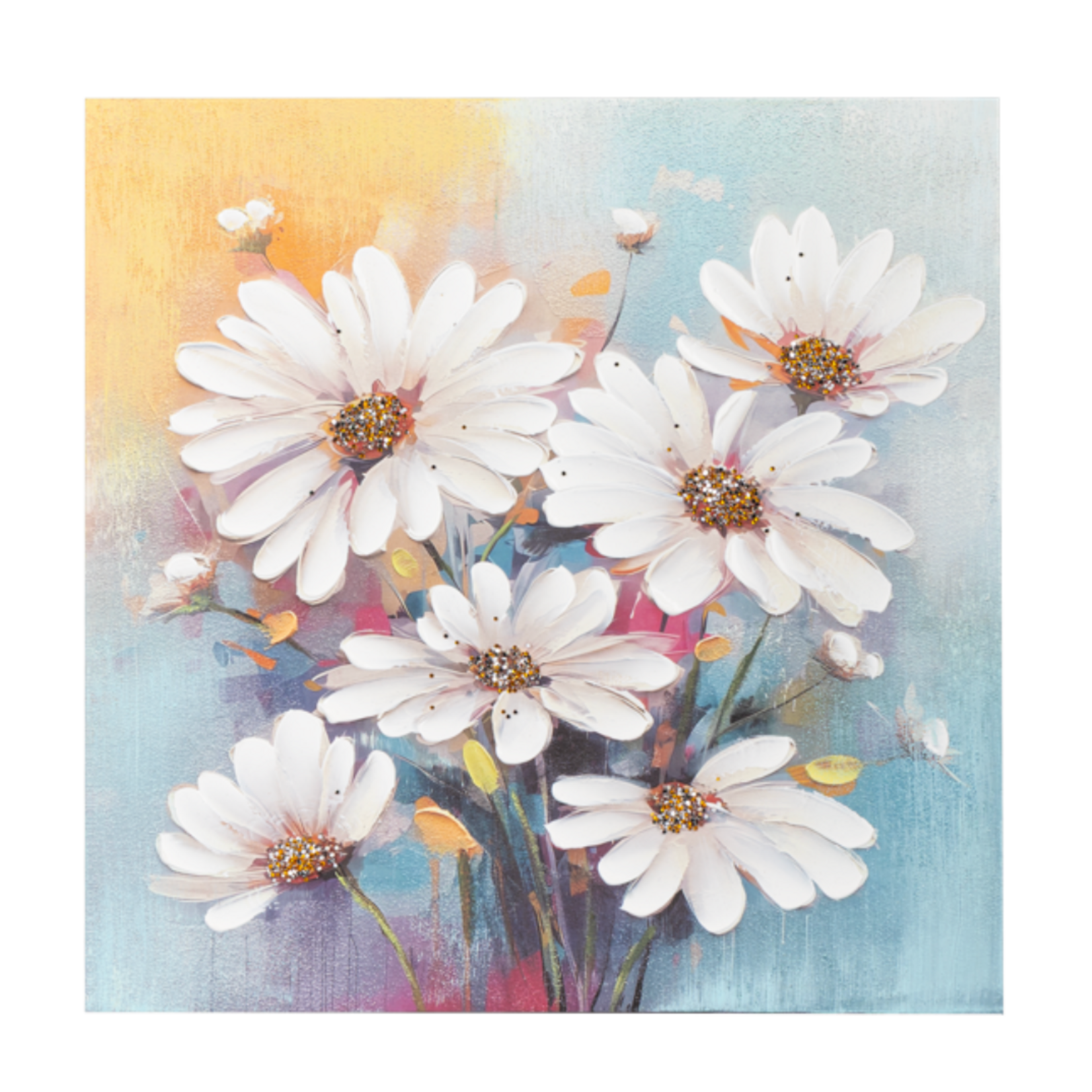 Ganz Daisies with Hand Painted Texture Wall Decor