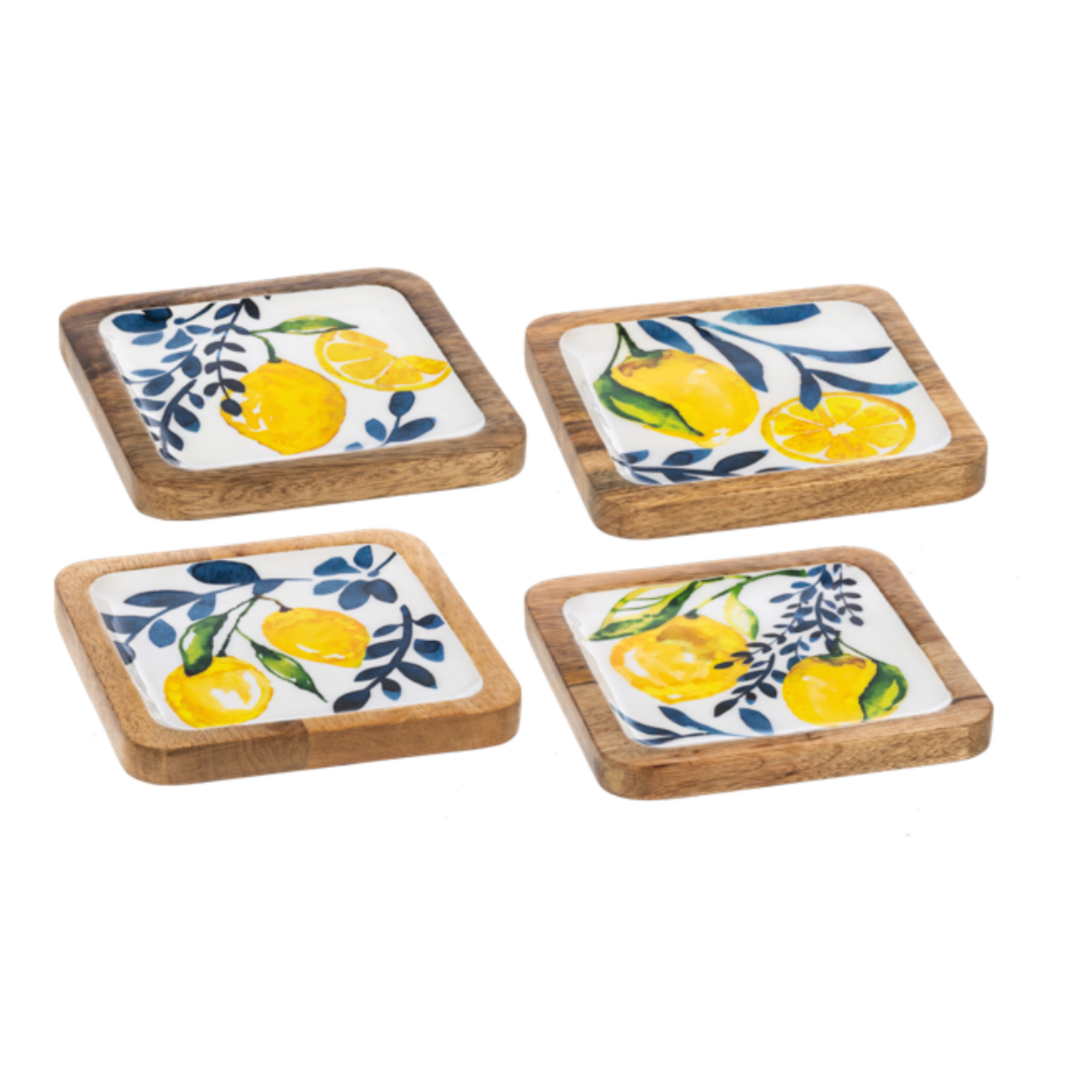 Ganz Square Lemon with Blue Floral Tidbit Tray (Choice of 4 Patterns)