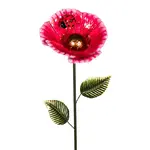 Metal Pink Flower Stake with Ladybug