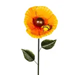 Metal Orange Flower Stake With Bee