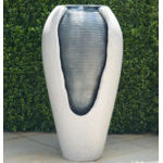 Alpine Two Tone Gray Ribbed Jar Floor Fountain w/LED Lights