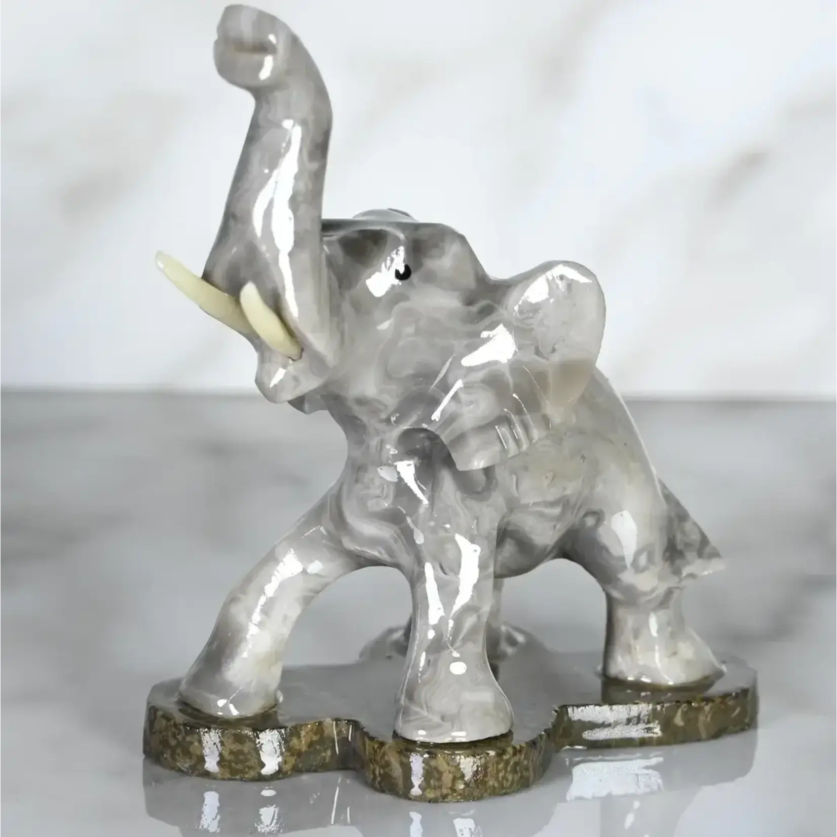 SS Handcrafted Art Marble Elephant 3"