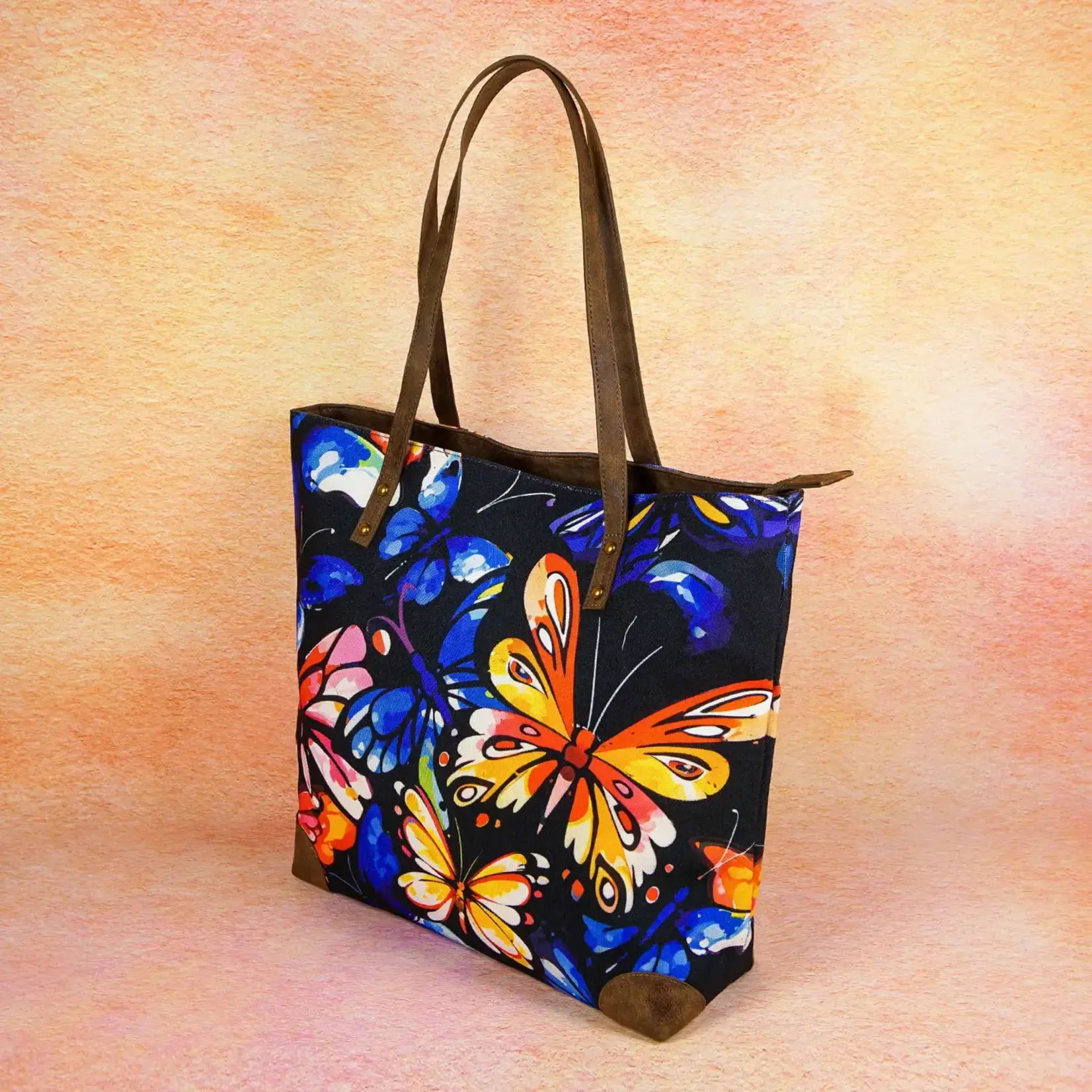 Handmade Colorful Butterfly Wings Canvas Tote