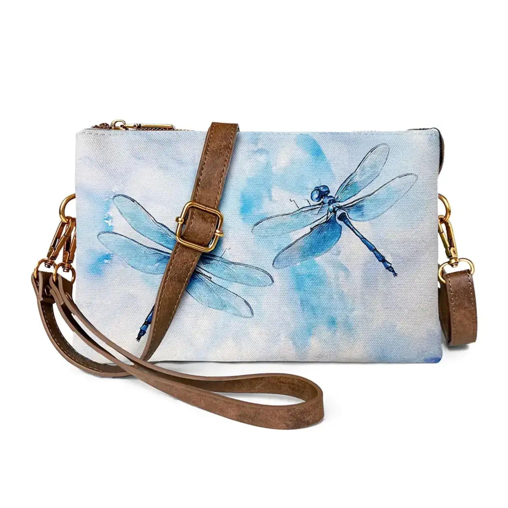 Two Blue Dragonflies Gossamer Crossbody Bag
