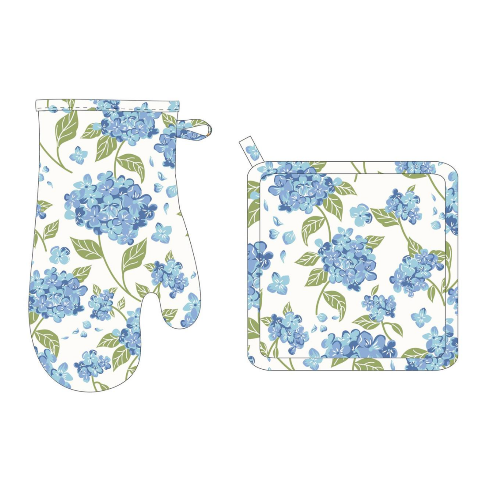 Hydrangea Oven Mitt & Pot Holder Set
