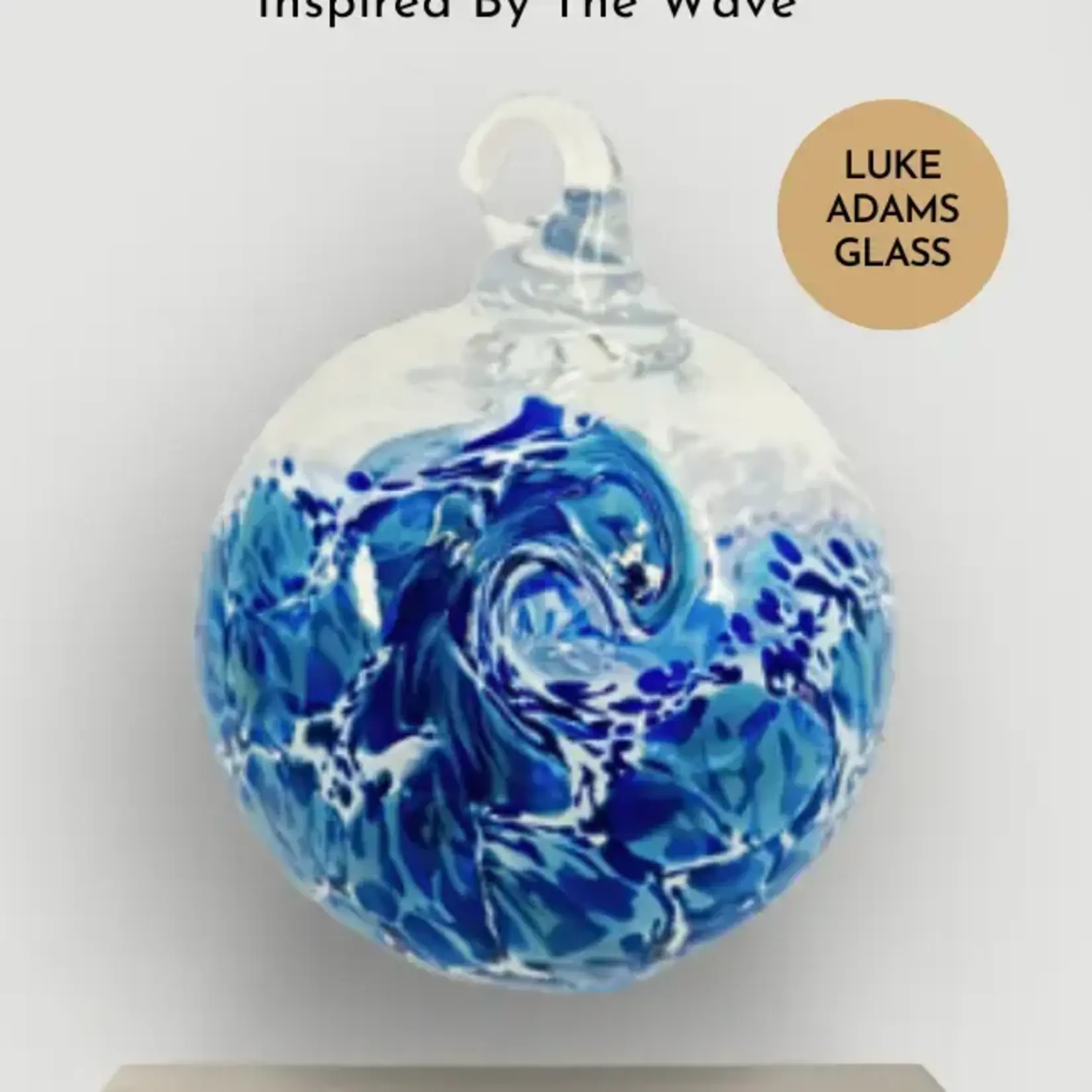 Handblown Glass Ball by Luke Adams- Blue Wave