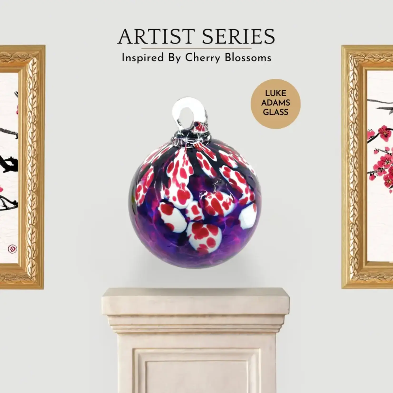 Handblown Glass Ball by Luke Adams- Cherry Blossom